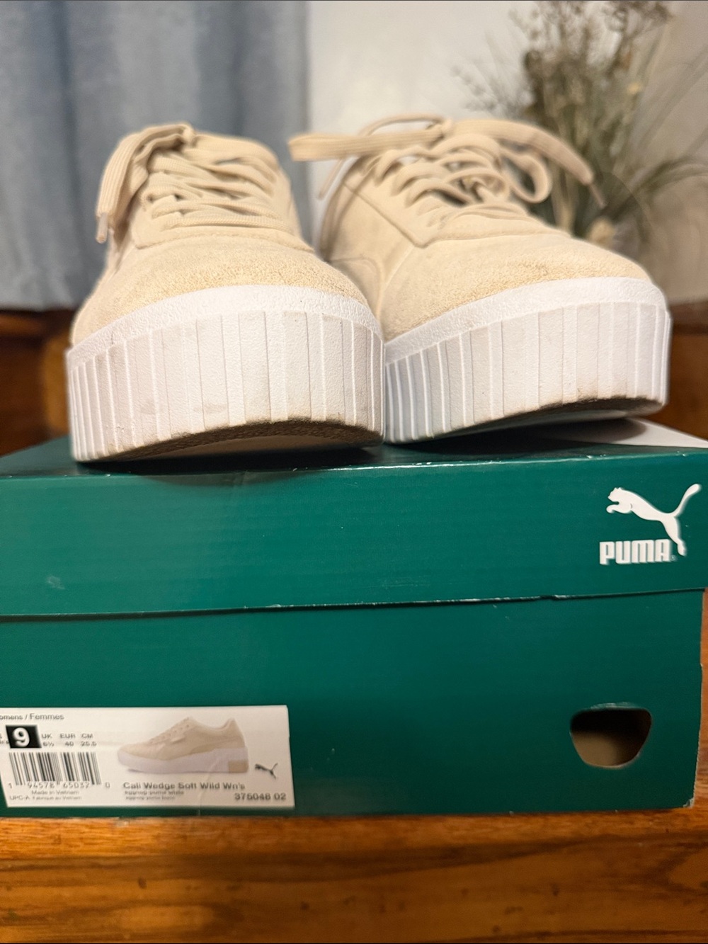 Puma Beige Platform Sneakers with White Sole